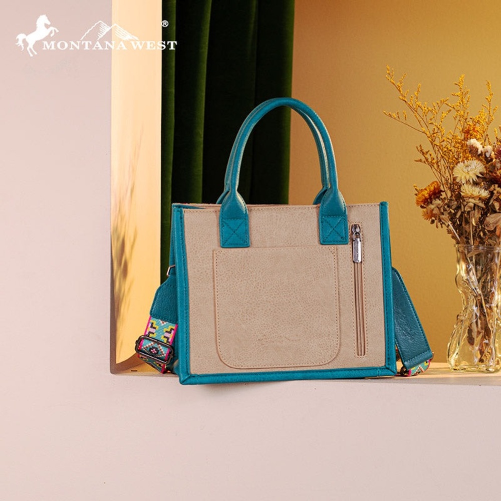 MONTANA WEST PATTERN EMBROIDERED CANVAS TOTE BAG - Picture 4 of 4